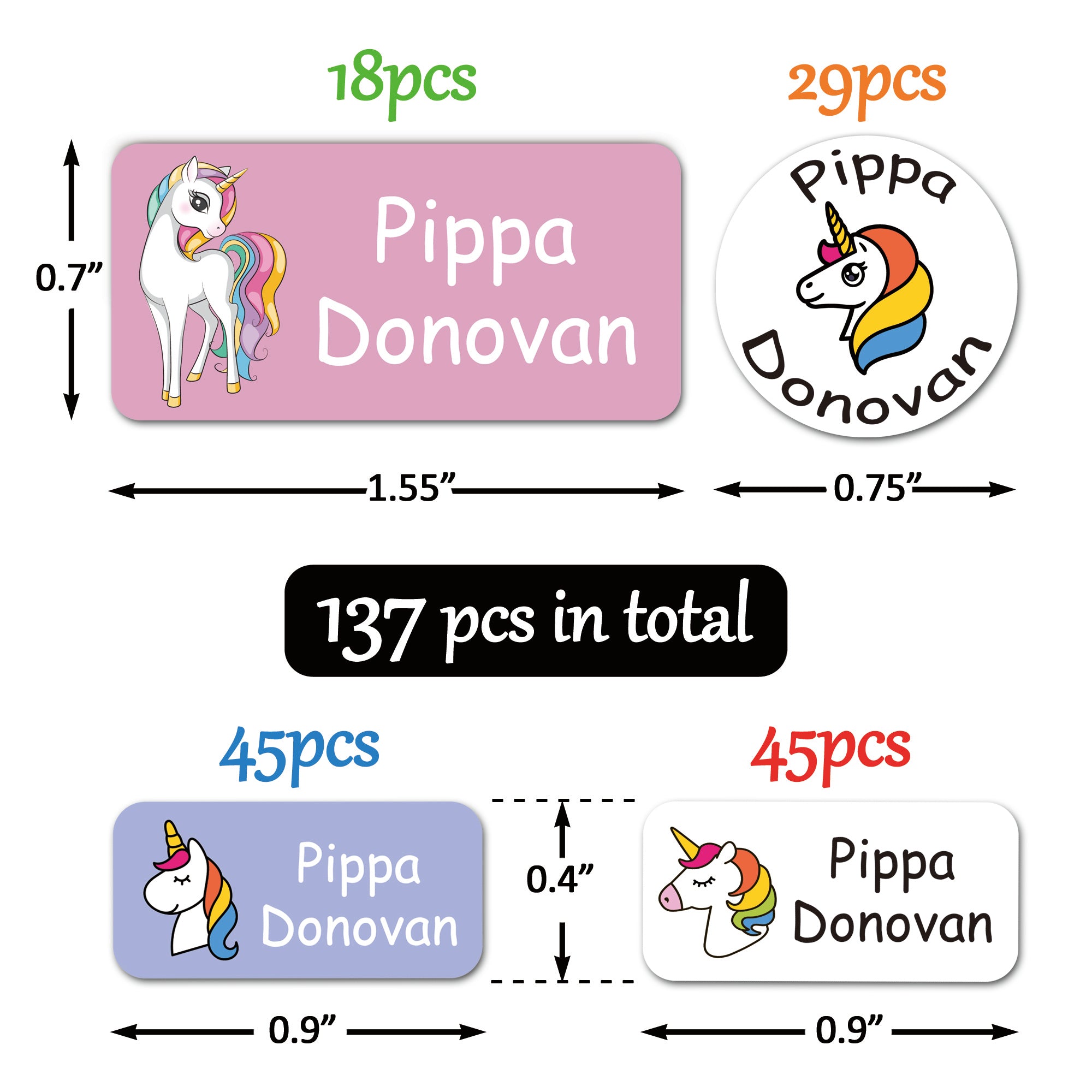 StacynKirill Personalized Name Labels for Kids Custom Stcikers Washable for Clothes and Gear Non Iron Waterproof for Kids Stuff Daycare Toddlers School Supplies Water Bottle Camp Unicorn Theme 137PCSStacy & Kirill