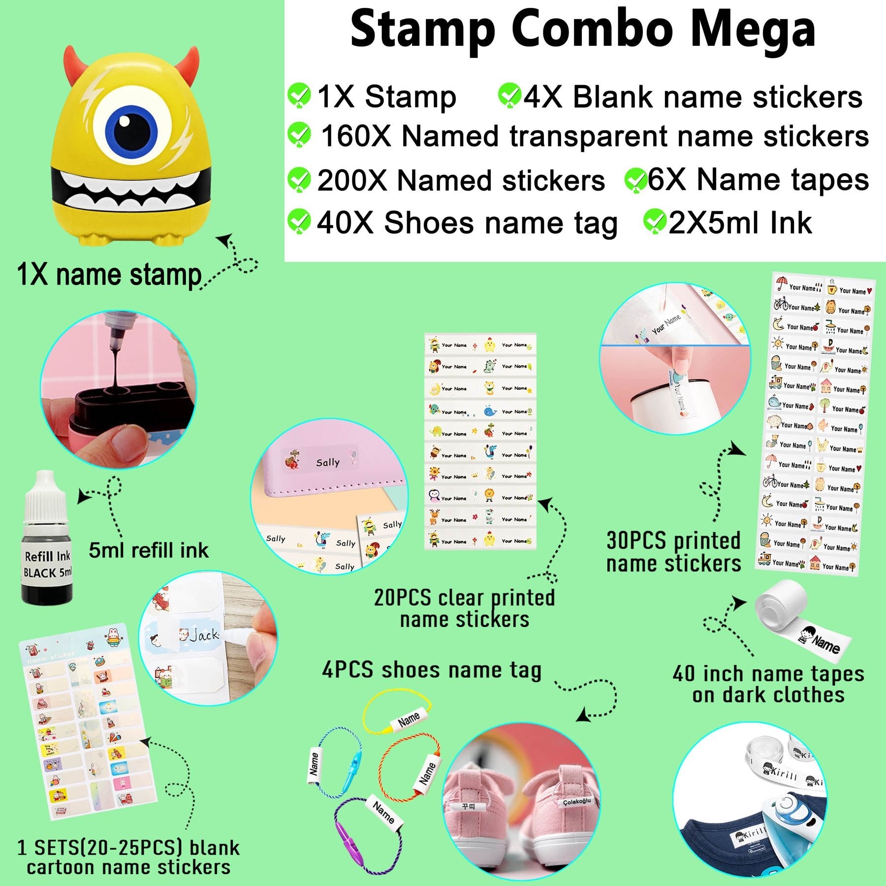 Stacy And Kirill (Stacynkirill) Name Stamp - Monster Plus Personalised Name Stamp For Kids AdultsStacy & Kirill